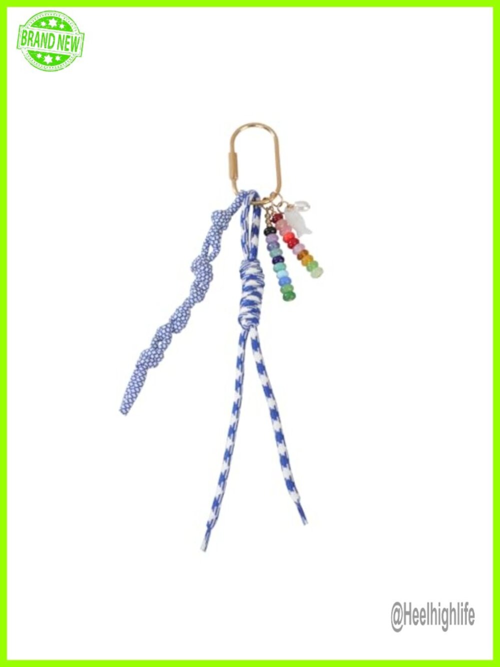 Chunky Rainbow Beads Fish Charm Bag Charm Keychain with Braided Rope